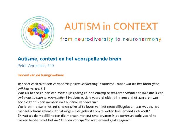 Webinar Peter Vermeulen; Autisme en het voorspellende brein
